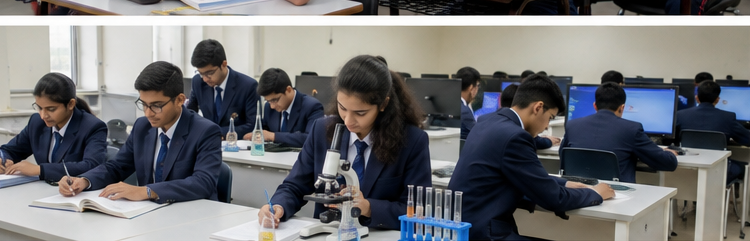 Students studying subjects in senior classes